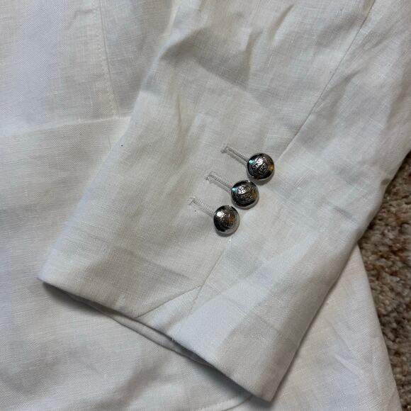 TALBOTS 100% White Linen Blazer/Jacket size women's 16, silver buttons - Picture 9 of 11